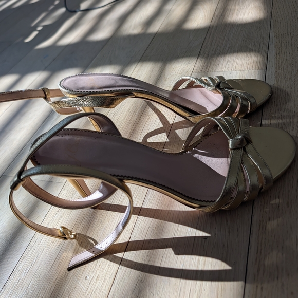 J. Crew Metallic Gold Heeled Sandals - Picture 2 of 5